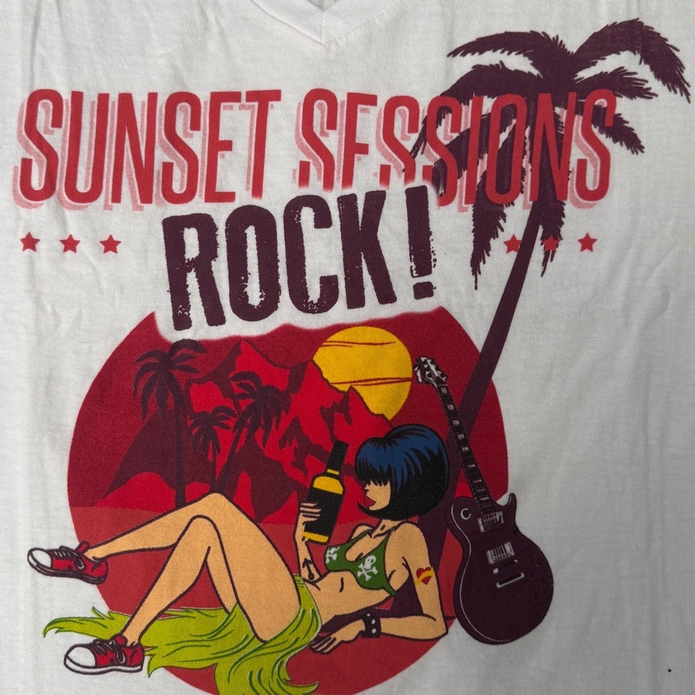 Sunset Sessions Rock 2012 Tee V-Neck XL Billy Corgan Richie Sambora Jim Lindberg
